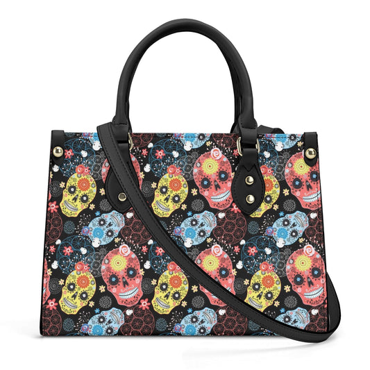 Sugar skull tote bag, mexican skull bag with shoulder strap, mexican skull cosmetic bag, candy skull shoulder bag, calaveras skull crossbody