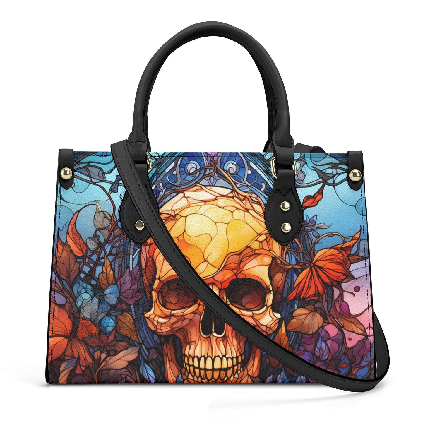 Flower skull cosmetic bag, skull women's handbag, skull handbag with strap, spooky death crossbody bag, gothic skull women's handbag, skelet
