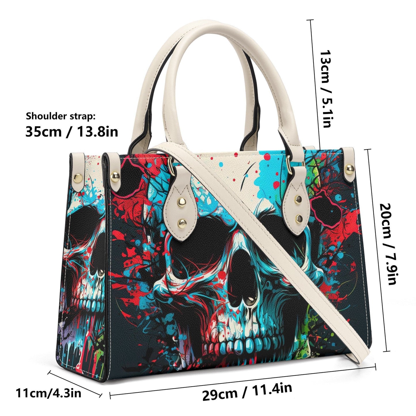Spooky Halloween travel bag, halloween shoulder bag, halloween messenger bag, skeleton handbag with strap, punisher skull bag with shoulder