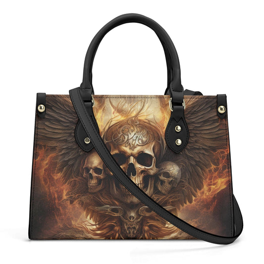 Gothic skull tote bag, skull crossbody bag, Spooky Halloween bag with shoulder strap, skeleton crossbody bag, floral skull handbag with stra