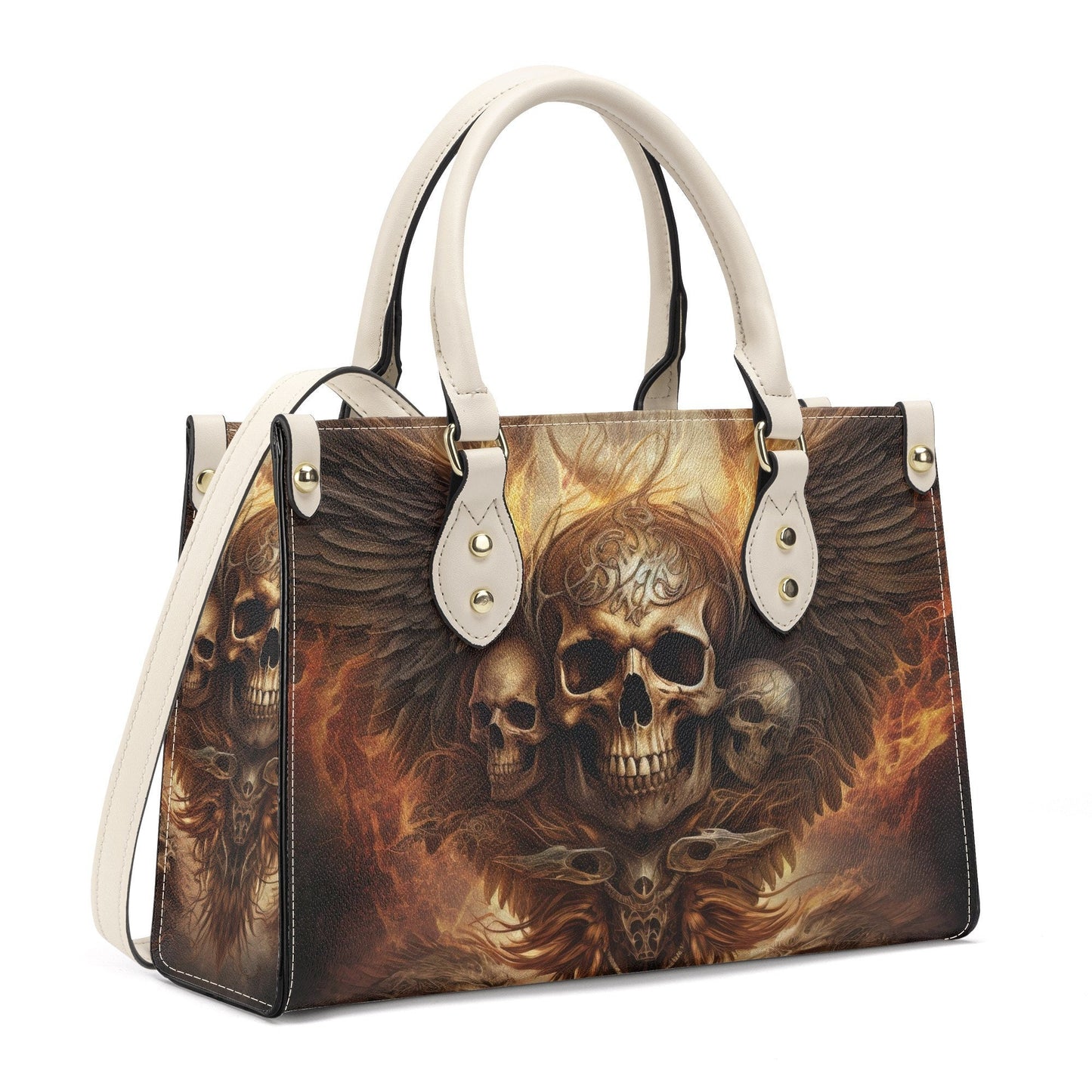 Gothic skull tote bag, skull crossbody bag, Spooky Halloween bag with shoulder strap, skeleton crossbody bag, floral skull handbag with stra