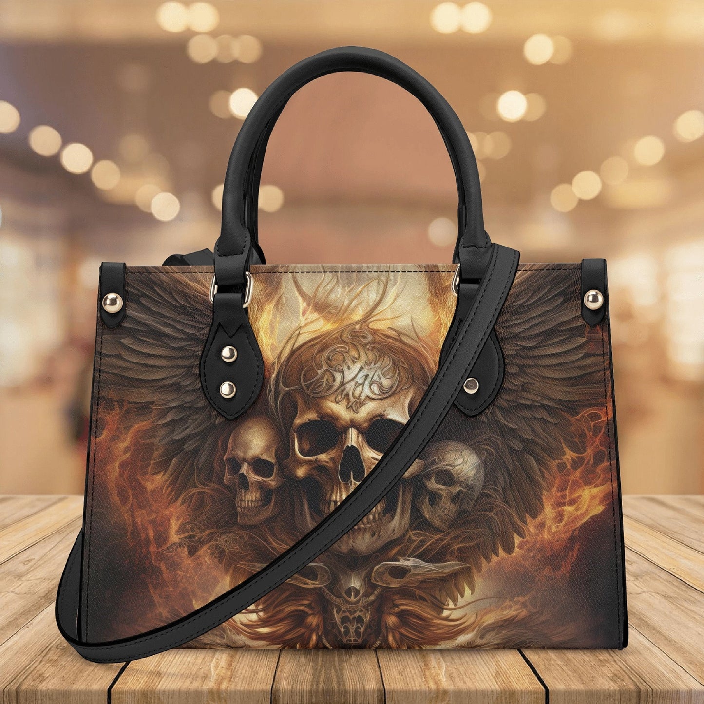 Gothic skull tote bag, skull crossbody bag, Spooky Halloween bag with shoulder strap, skeleton crossbody bag, floral skull handbag with stra