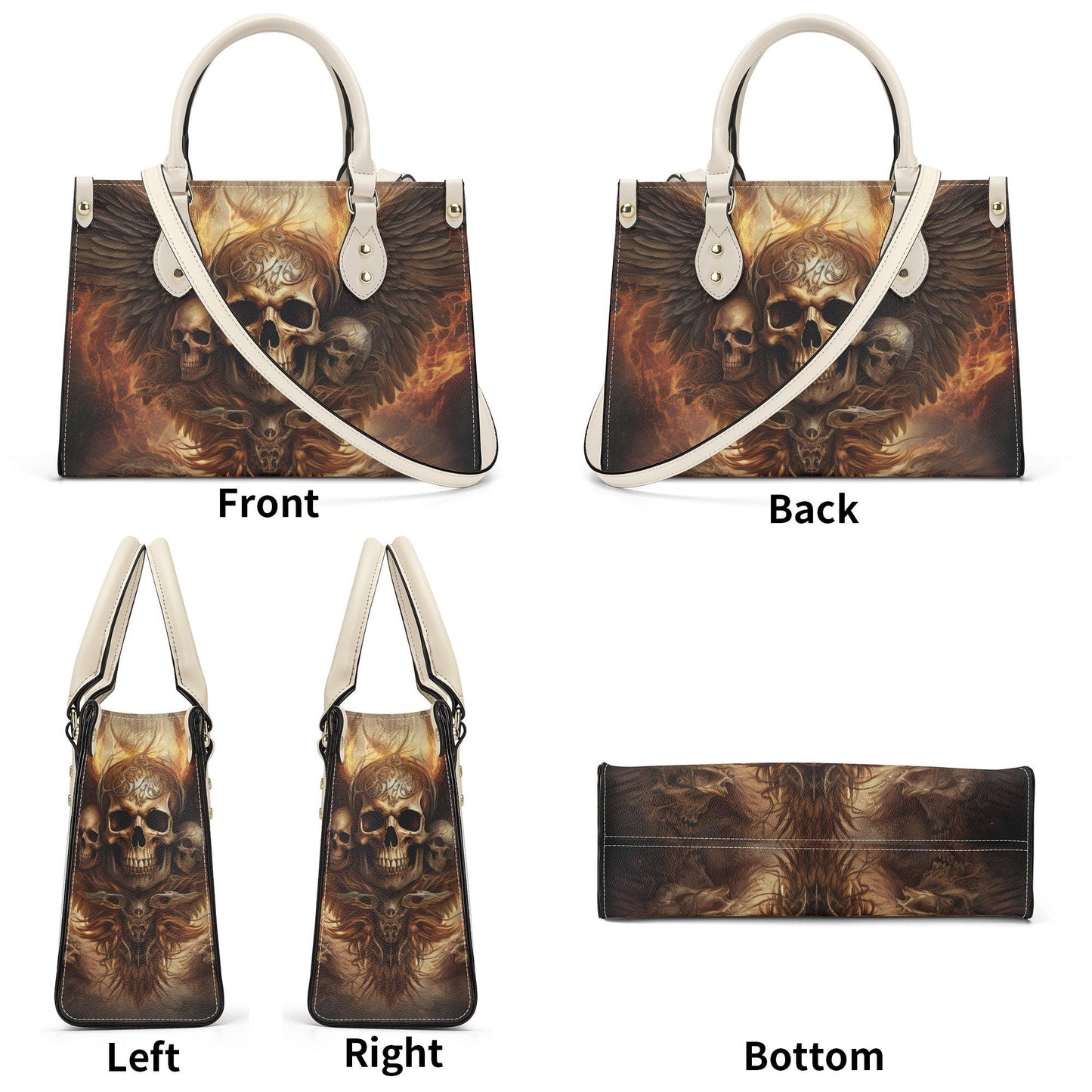 Gothic skull tote bag, skull crossbody bag, Spooky Halloween bag with shoulder strap, skeleton crossbody bag, floral skull handbag with stra
