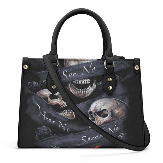 Punisher skull handbag with strap, hooded skull handmade bag, no see no hear skull handbag reaper skull shoulder bag, hooded skull tote bag,
