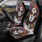 Mexican skull car seat cover full set, floral sugar skull cover cushion accessories for Cars, sugar skull girl seat cover for car, mexico ru