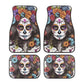 Mexican skull car seat cover full set, floral sugar skull cover cushion accessories for Cars, sugar skull girl seat cover for car, mexico ru