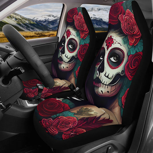 Dia de los muertos skull car seat cover full set, floral skull car seat cushion cover, cinco de mayo skull car seat cover, dia de los muerto