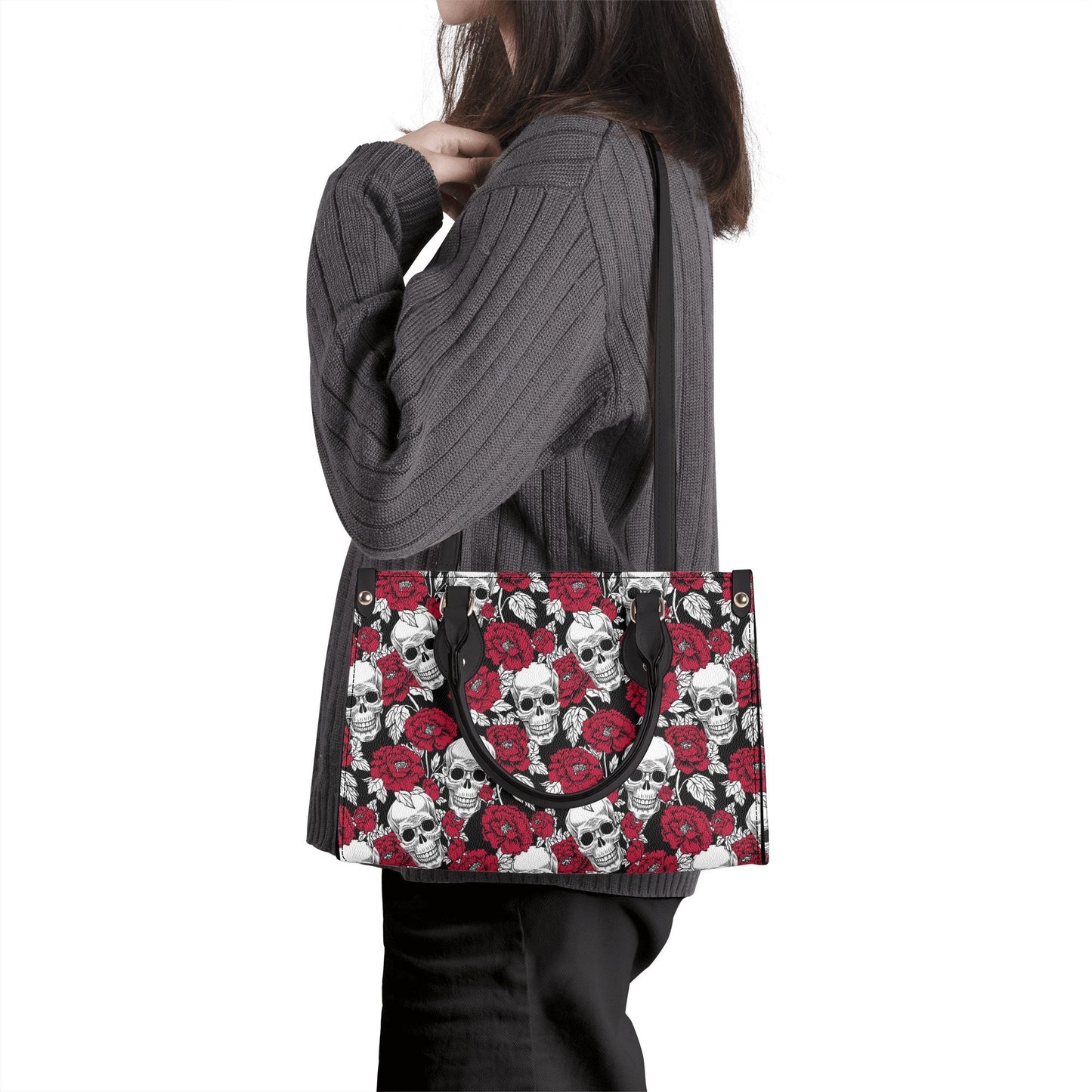 Flower skull women's handbag, skull purse, grim reaper messenger bag, christmas skull purse, biker skull women's purse, skeleton handbag, ha