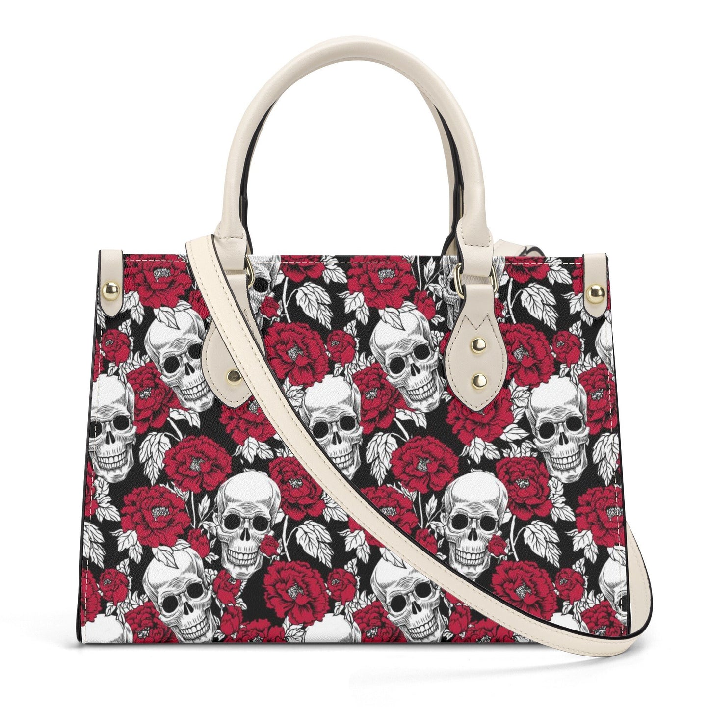 Flower skull women's handbag, skull purse, grim reaper messenger bag, christmas skull purse, biker skull women's purse, skeleton handbag, ha