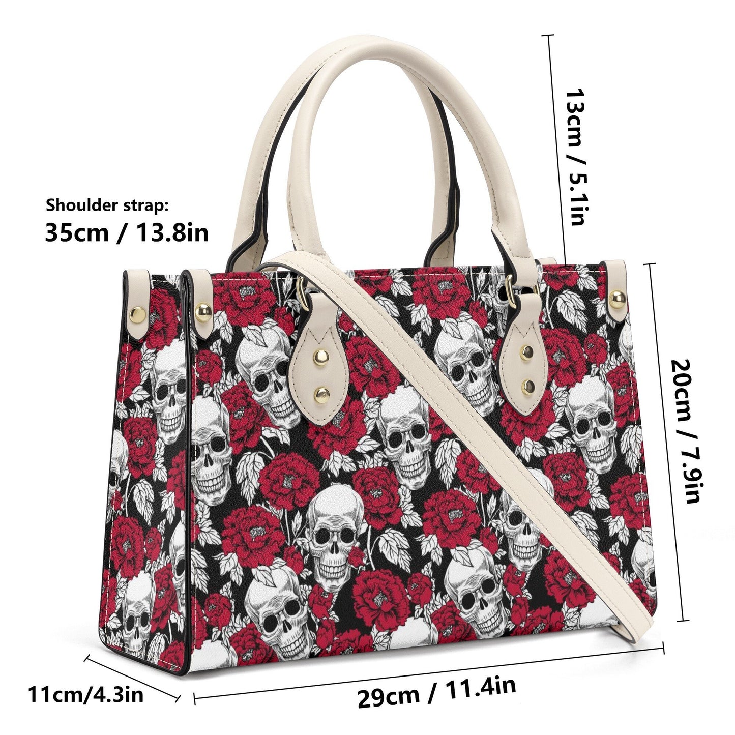 Flower skull women's handbag, skull purse, grim reaper messenger bag, christmas skull purse, biker skull women's purse, skeleton handbag, ha
