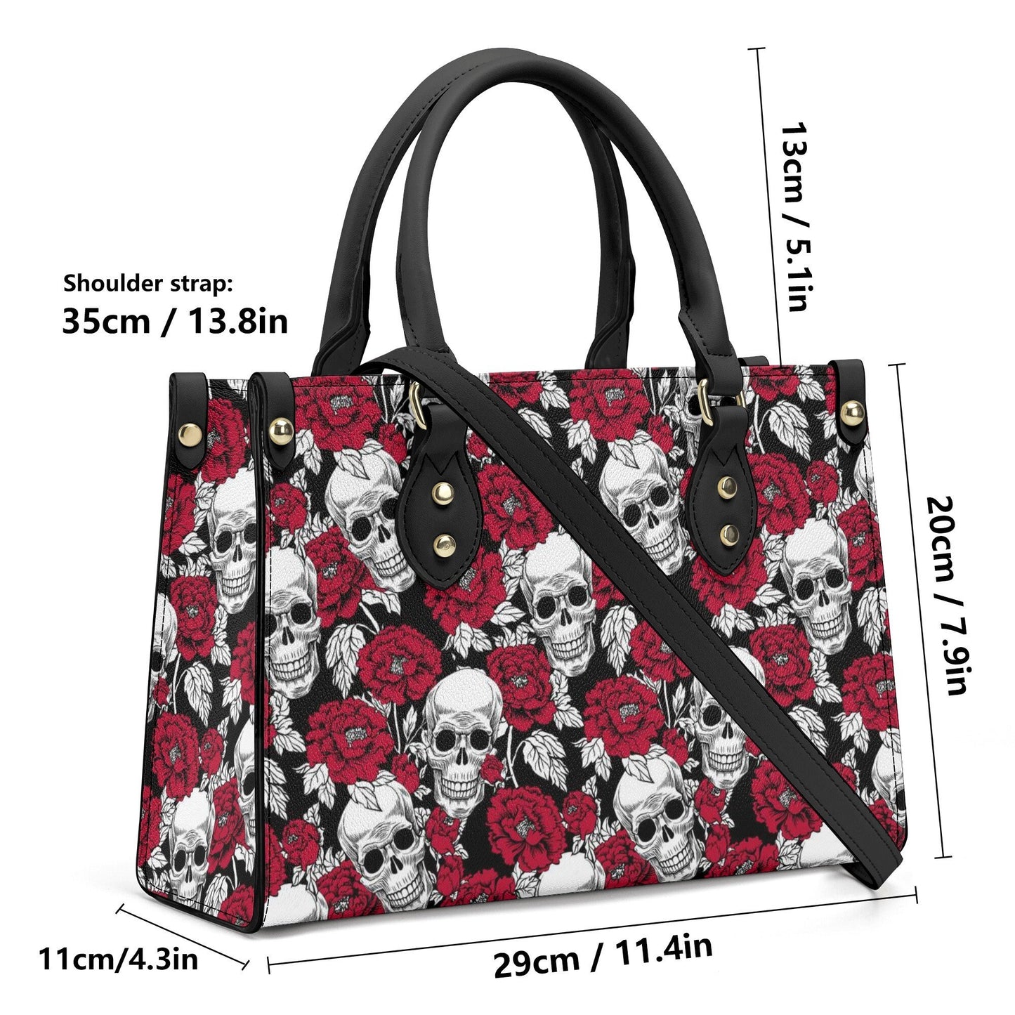Flower skull women's handbag, skull purse, grim reaper messenger bag, christmas skull purse, biker skull women's purse, skeleton handbag, ha