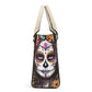 Mexican skull travel bag, day of the dead purse, floral sugar skull messenger bag, sugar skull girl travel bag, mexico tote bag, floral suga