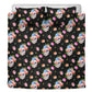 Flower skull duvet cover queen king, horror duvet cover, death with scythes bed cover, flower skull comforter set, gothic skull duvet cover