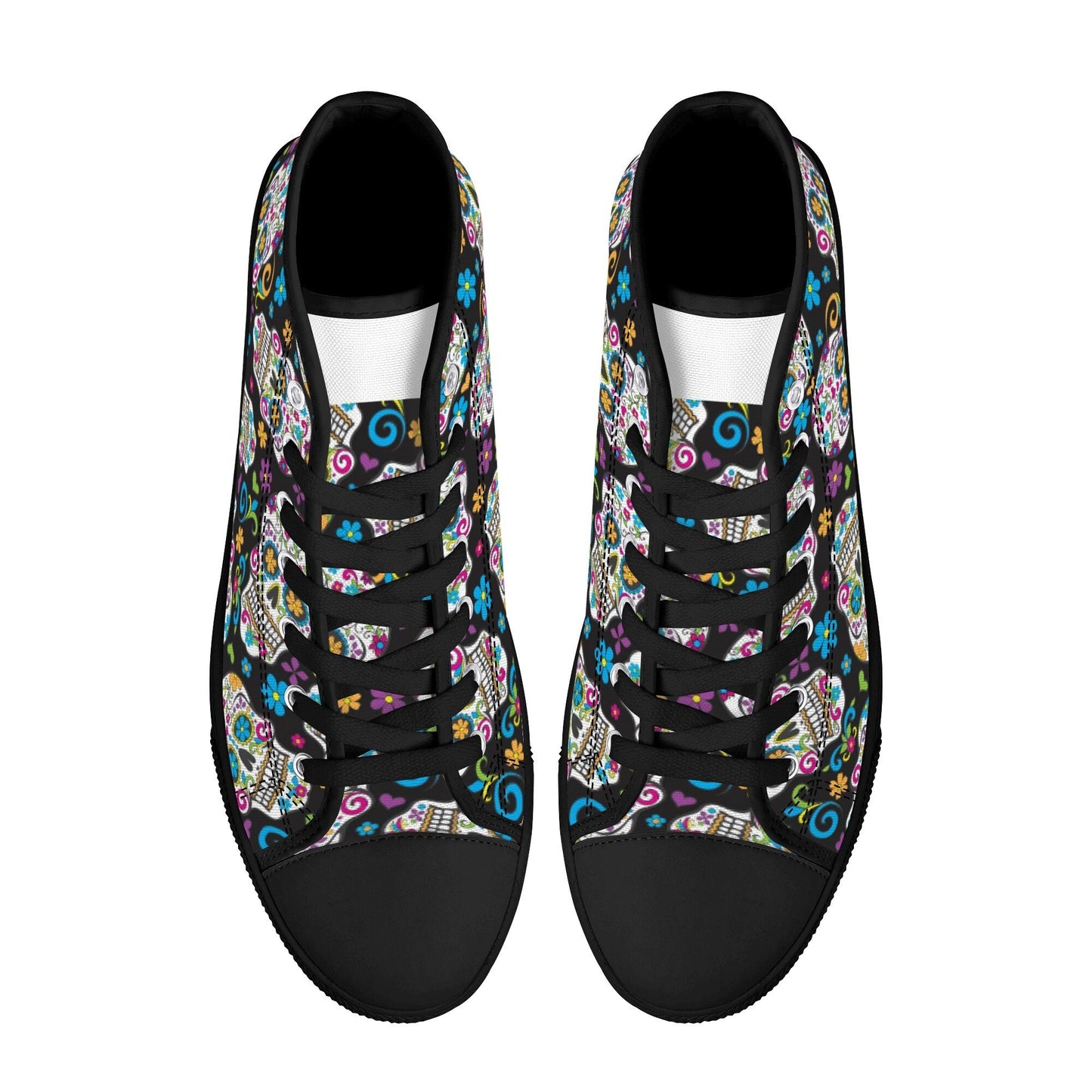 Day of the dead women sneakers, calaveras skull canvas shoes, candy skull shoes gift, sugar skull girl causual sneakers, candy skull shoes g