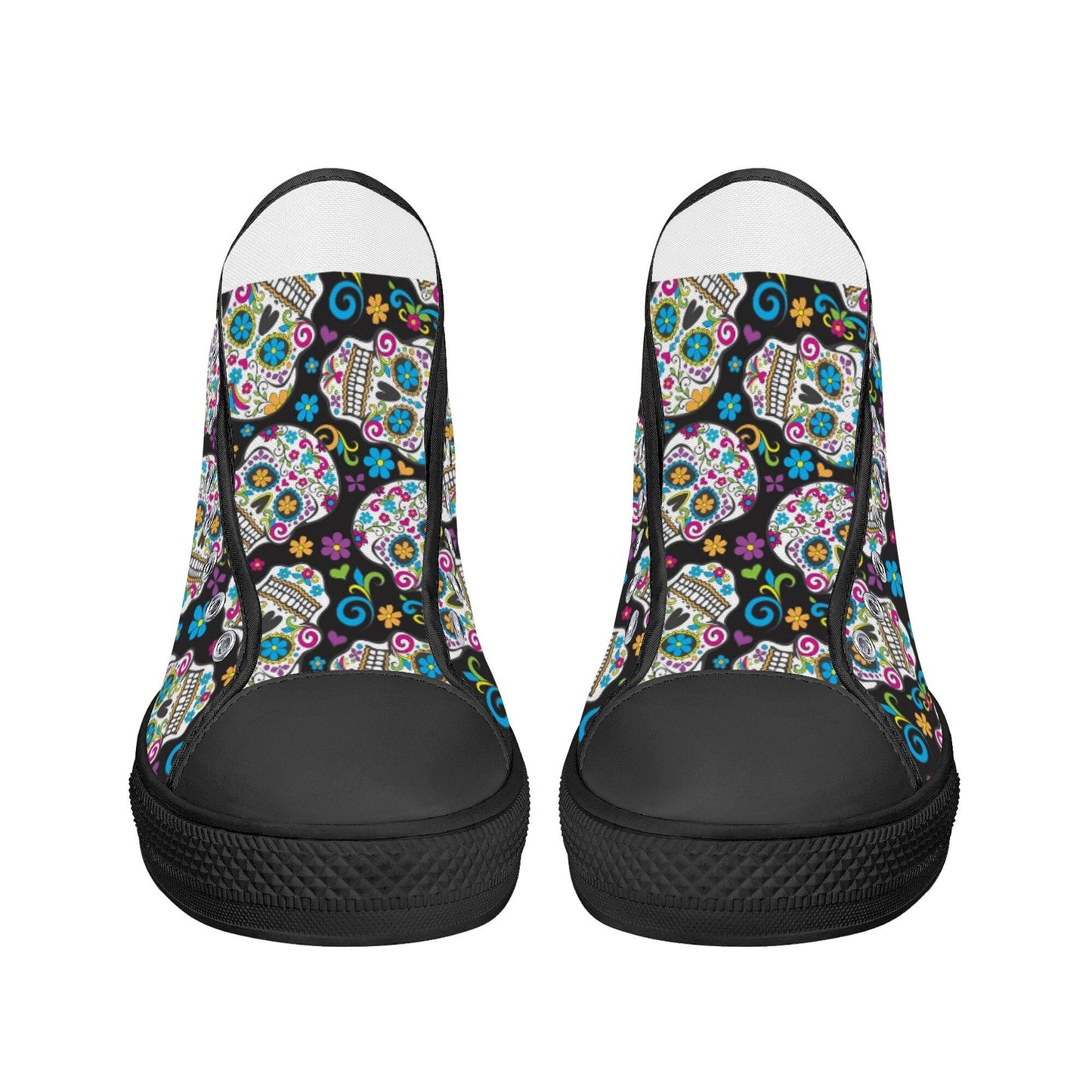 Day of the dead women sneakers, calaveras skull canvas shoes, candy skull shoes gift, sugar skull girl causual sneakers, candy skull shoes g