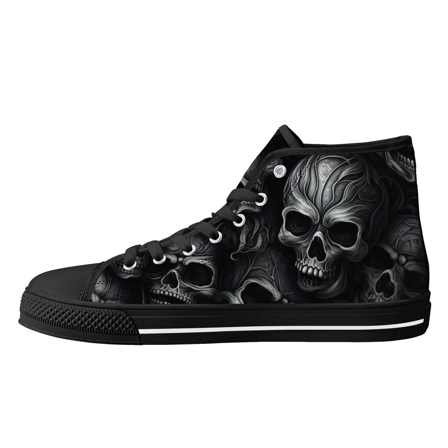 Hooded skull shoes gift, skull canvas shoes, punisher skull women shoes, christmas skull women shoes, christmas skull shoes gift, death with