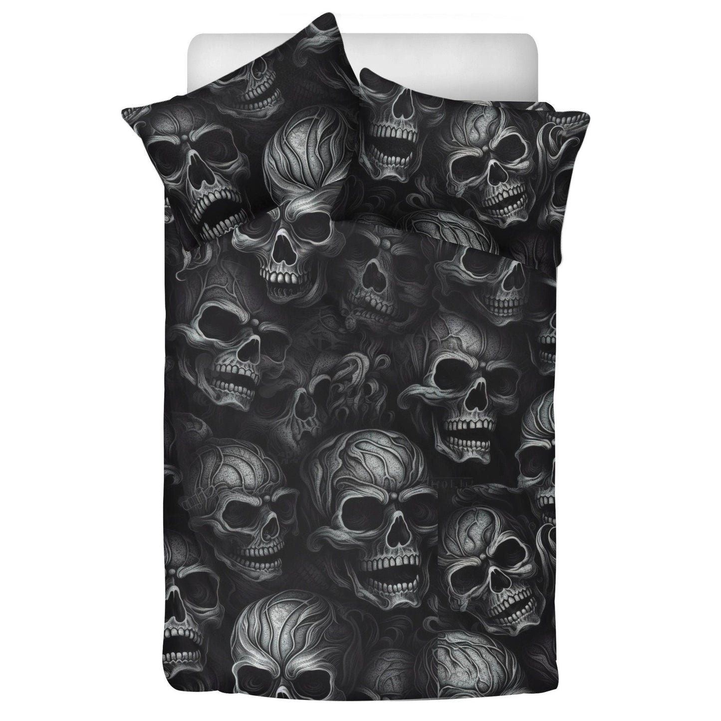 Evil face duvet cover queen king, biker skull duvet cover, horror bedding set, death with scythes pillowcase, goth bed cover, flame skull du