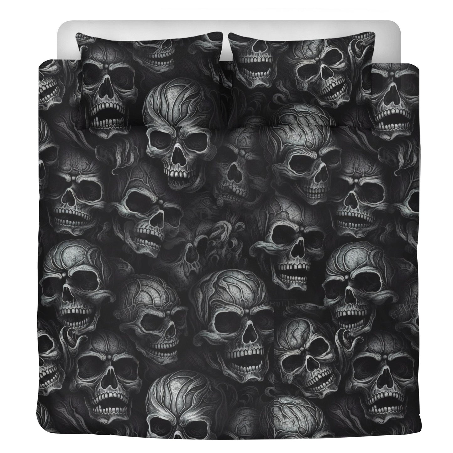 Evil face duvet cover queen king, biker skull duvet cover, horror bedding set, death with scythes pillowcase, goth bed cover, flame skull du
