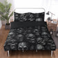 Evil face duvet cover queen king, biker skull duvet cover, horror bedding set, death with scythes pillowcase, goth bed cover, flame skull du
