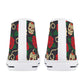 Floral skull causual shoes, flame skull high top shoes, motorcycle skull sneakers gift, skeleton men shoes, rose skull high top shoes, rose