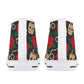 Floral skull causual shoes, flame skull high top shoes, motorcycle skull sneakers gift, skeleton men shoes, rose skull high top shoes, rose