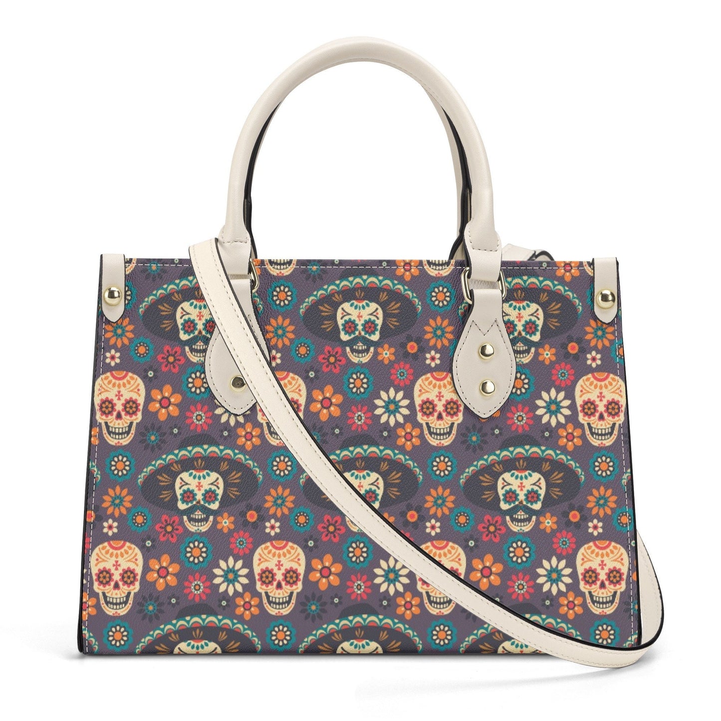 Calaveras skull women's purse, cinco de mayo skull crossbody bag, sugar skull girl travel bag, mexican skull bag with shoulder strap, dia de