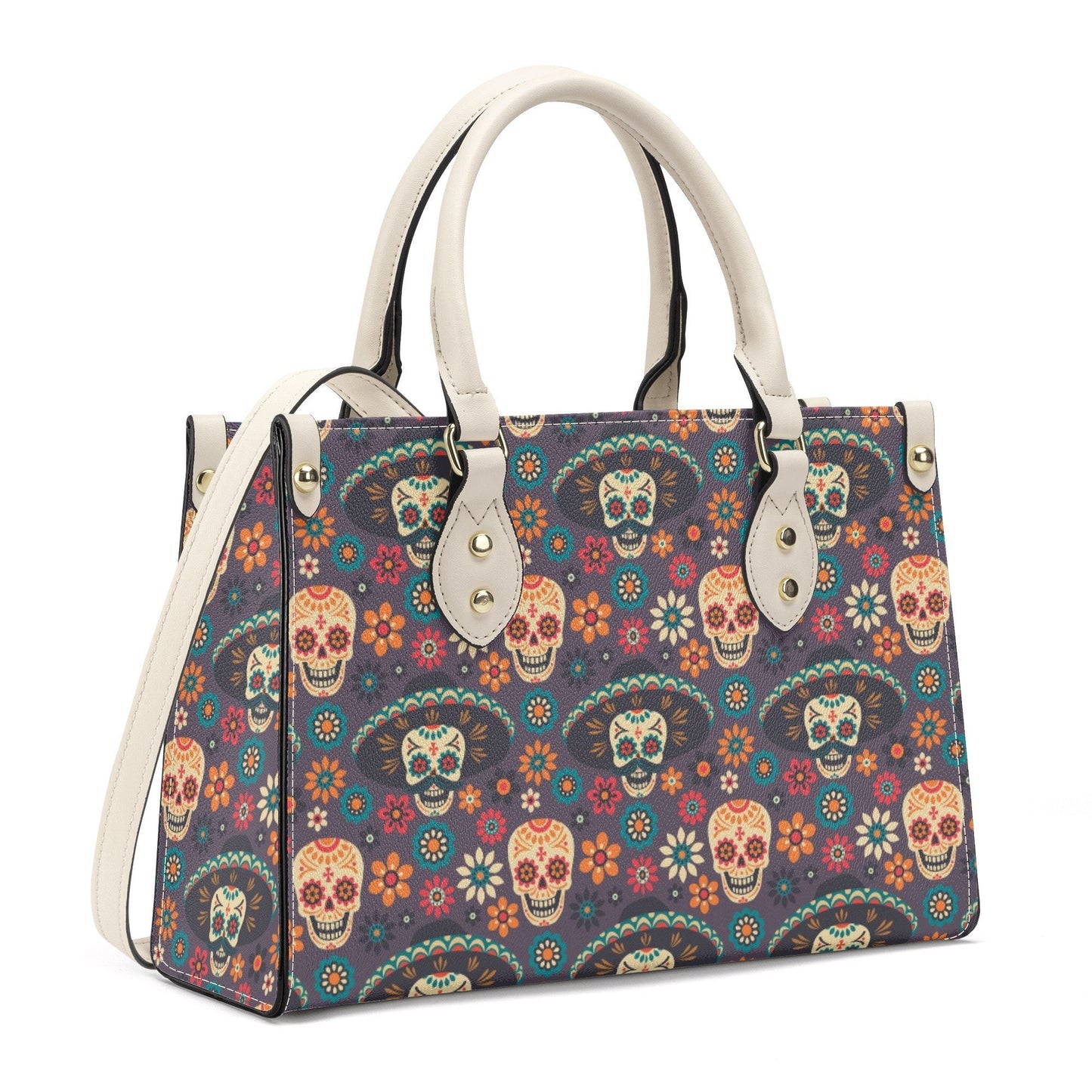 Calaveras skull women's purse, cinco de mayo skull crossbody bag, sugar skull girl travel bag, mexican skull bag with shoulder strap, dia de