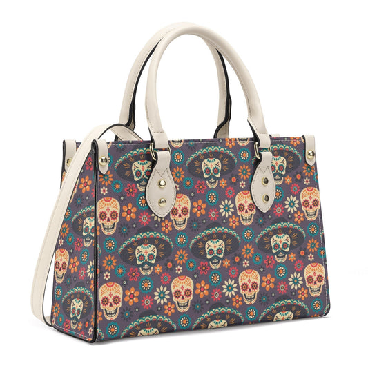 Calaveras skull women's purse, cinco de mayo skull crossbody bag, sugar skull girl travel bag, mexican skull bag with shoulder strap, dia de