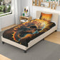 Flaming skull bedding set, devil ghost bedding set king queen, evil face bedding set king queen, spooky death bedding set, hooded skull comf
