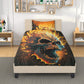 Flaming skull bedding set, devil ghost bedding set king queen, evil face bedding set king queen, spooky death bedding set, hooded skull comf