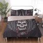 Skeleton duvet cover set, skull bedding set, floral skull comforter, floral skull comforter, christmas skull bedroom decor, hooded skull com