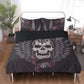 Skeleton duvet cover set, skull bedding set, floral skull comforter, floral skull comforter, christmas skull bedroom decor, hooded skull com