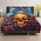 Gothic skull bed cover, hooded skull pillow cover, dark horror duvet cover, evil face bedding set, skull in fire comforter, floral skull com