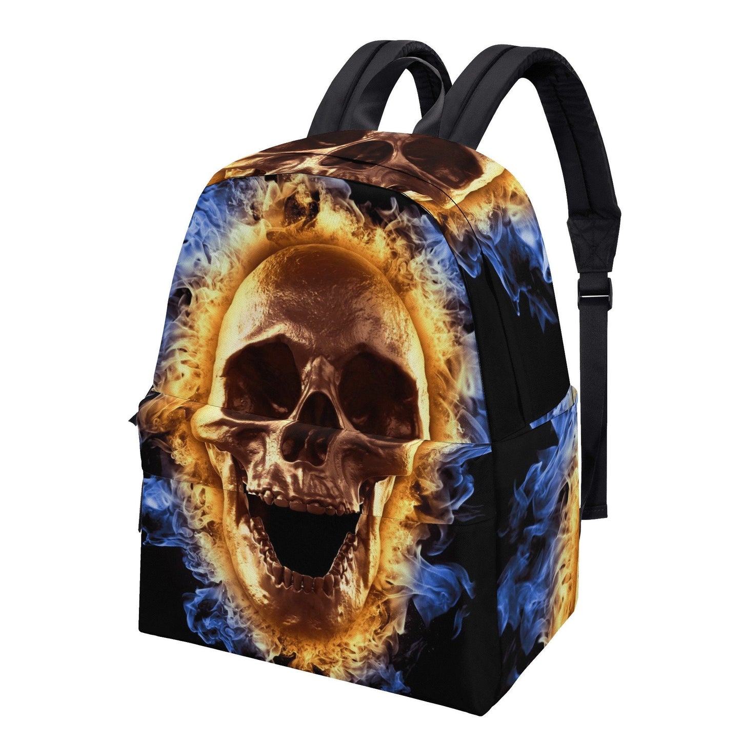 Fire skull backpack purse for girl, motorcycle skull Travel backpack, grim reaper backpack purse for girl, evil face carry on bag, punisher