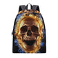 Fire skull backpack purse for girl, motorcycle skull Travel backpack, grim reaper backpack purse for girl, evil face carry on bag, punisher