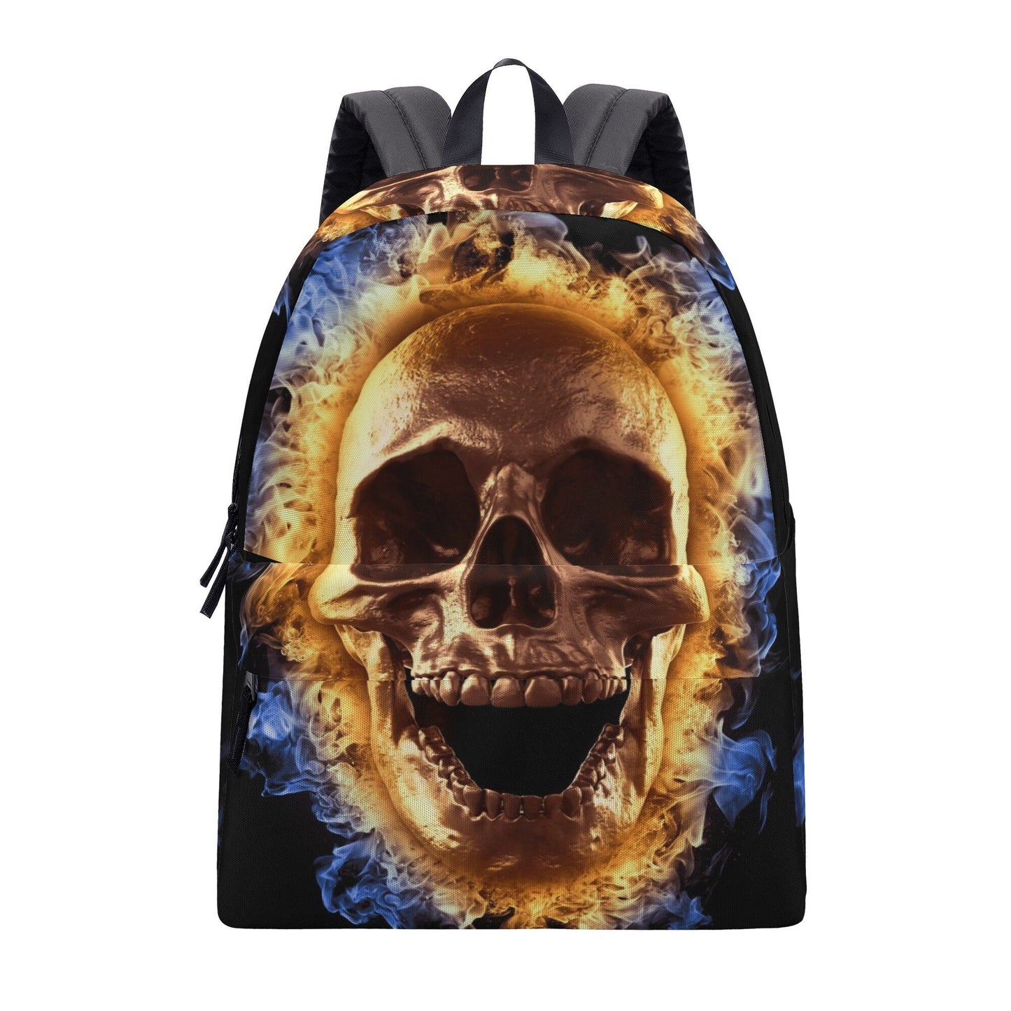 Fire skull backpack purse for girl, motorcycle skull Travel backpack, grim reaper backpack purse for girl, evil face carry on bag, punisher