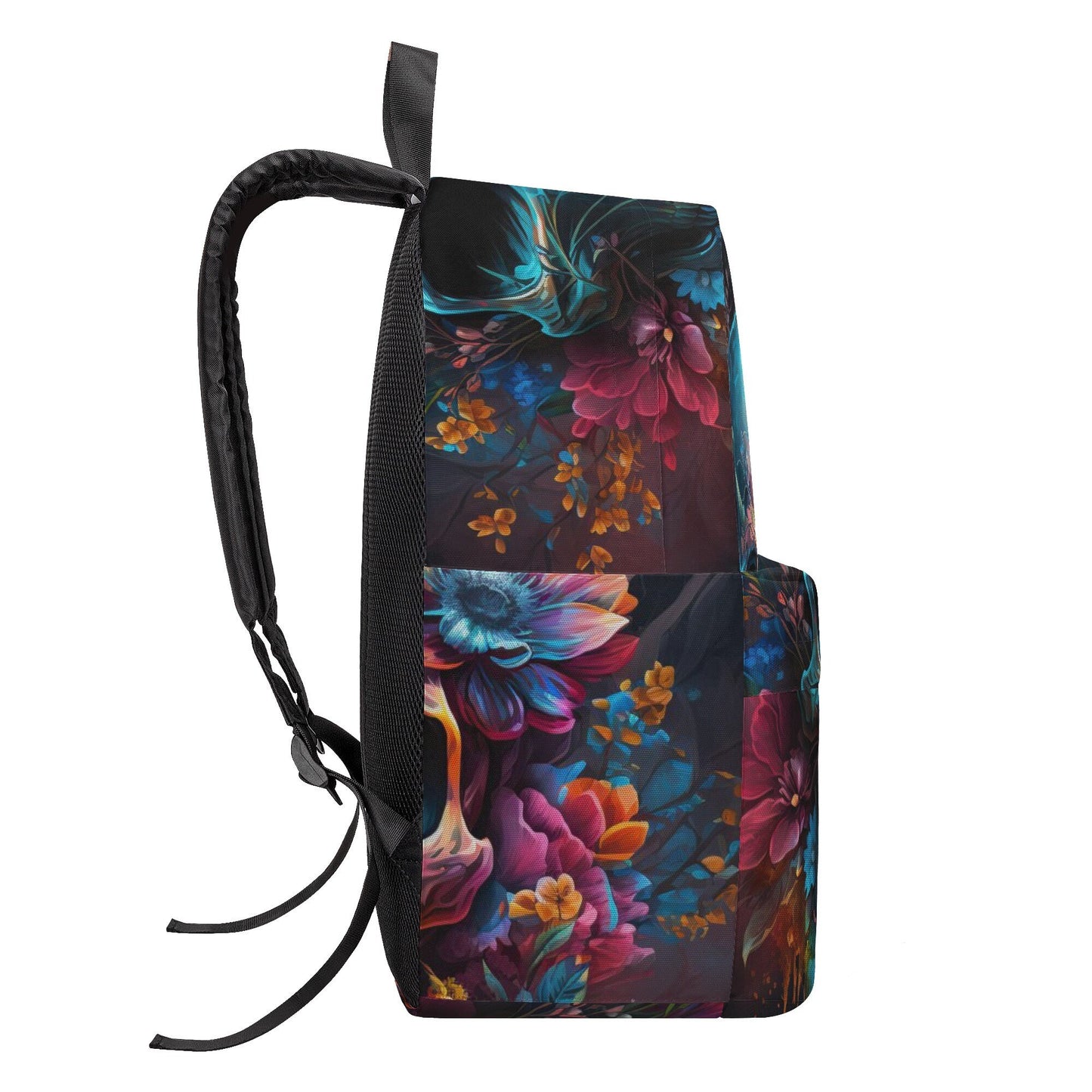 Flower skull backpack for school, death with scythes backpack purse for girl, punisher skull school bag, goth School bag, skull in fire tote