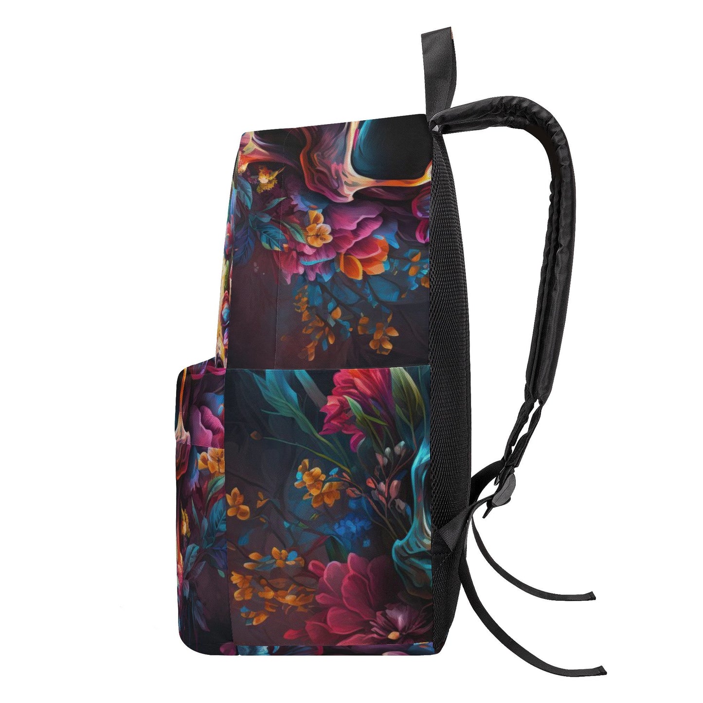 Flower skull backpack for school, death with scythes backpack purse for girl, punisher skull school bag, goth School bag, skull in fire tote