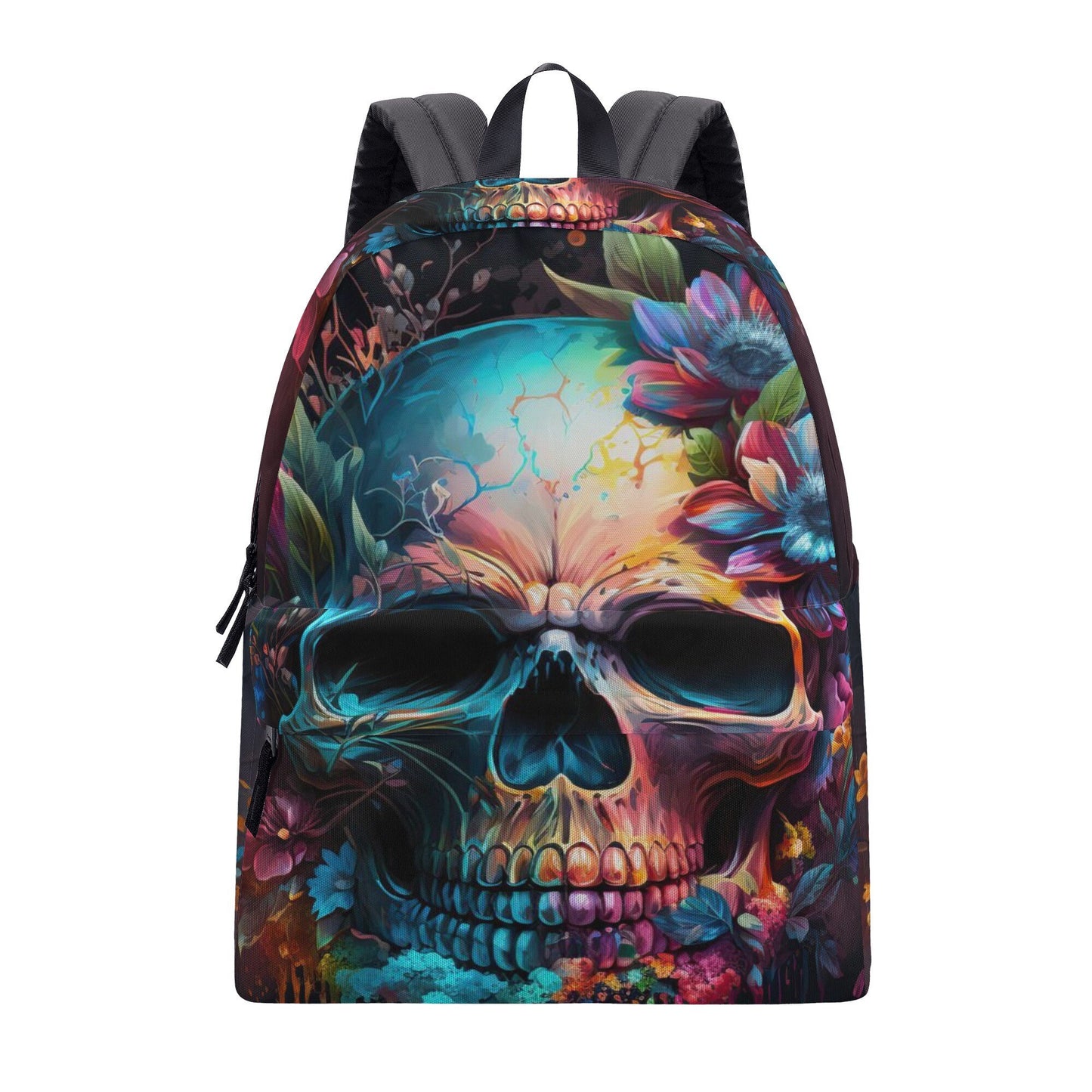Flower skull backpack for school, death with scythes backpack purse for girl, punisher skull school bag, goth School bag, skull in fire tote