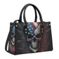 Skull with scythes purse, reaper skull women's handbag, halloween travel bag, skeleton tote bag, Spooky Halloween large tote bag, hooded sku
