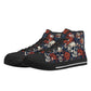 Motorcycle skull shoes gift, motorcycle skull canvas shoes, floral skull women sneakers, skull in fire canvas shoes, flower skull shoes gift