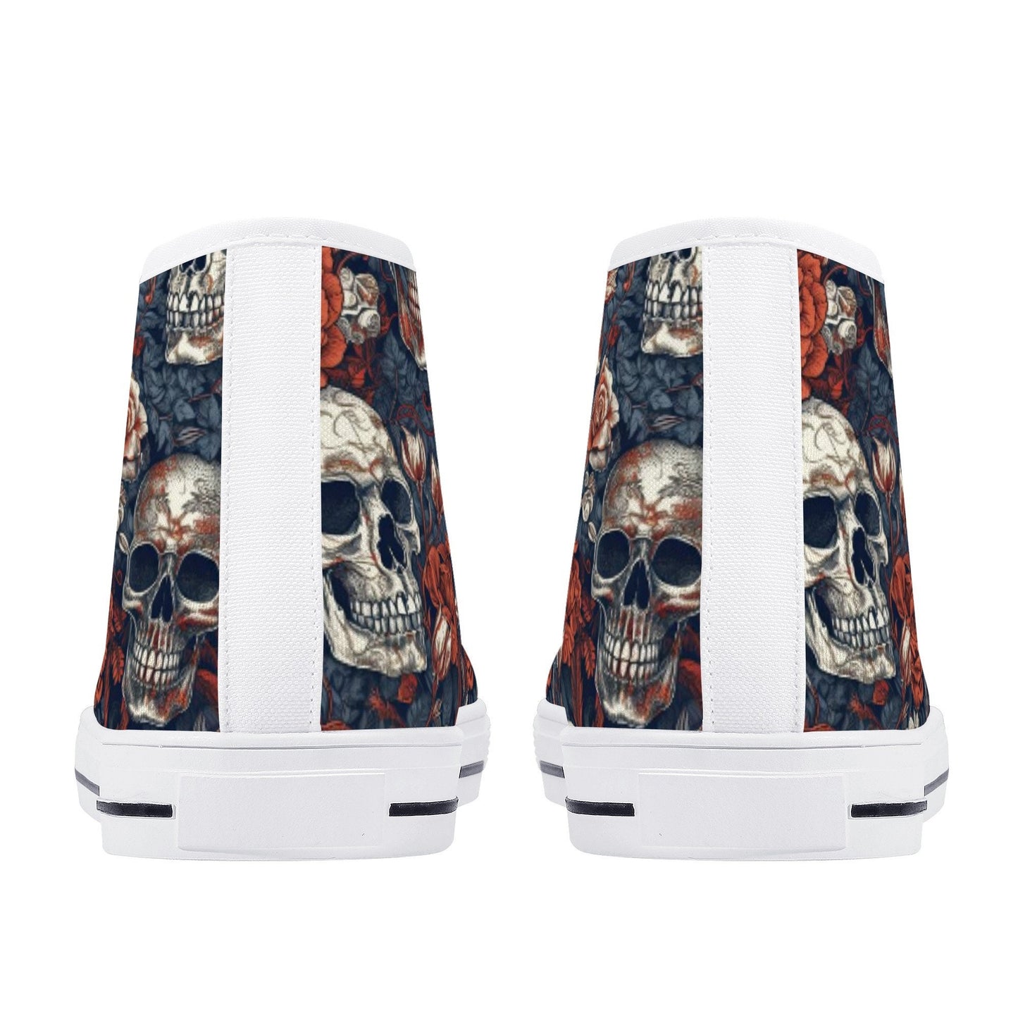 Motorcycle skull shoes gift, motorcycle skull canvas shoes, floral skull women sneakers, skull in fire canvas shoes, flower skull shoes gift