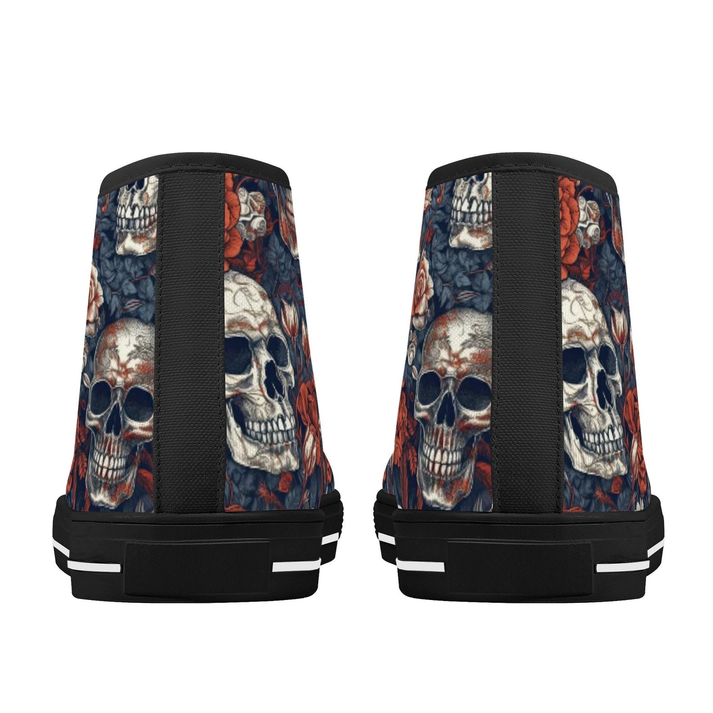 Motorcycle skull shoes gift, motorcycle skull canvas shoes, floral skull women sneakers, skull in fire canvas shoes, flower skull shoes gift