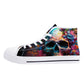 Rose skull causual sneakers, punisher skull shoes, skull in fire shoes gift, biker skull high-top shoes, christmas skull shoes for her, moto