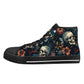 Christmas skull shoes for him, death skull canvas sneakers, skull with scythes shoes gift, biker skull shoes, flower skull sneakers, dark ho