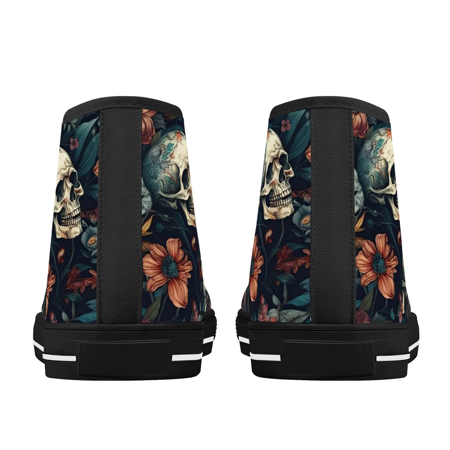 Christmas skull shoes for him, death skull canvas sneakers, skull with scythes shoes gift, biker skull shoes, flower skull sneakers, dark ho