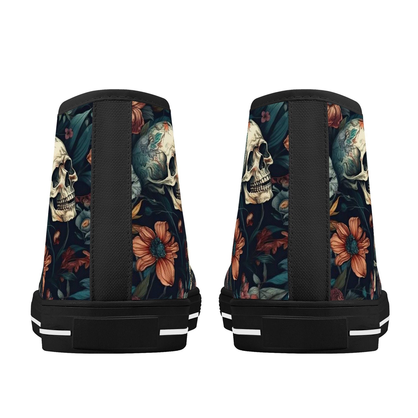 Christmas skull shoes for him, death skull canvas sneakers, skull with scythes shoes gift, biker skull shoes, flower skull sneakers, dark ho