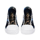 Halloween hight top sneakers, dark horror high-top shoes, skull with scythes men sneakers, evil face high top shoes, evil face shoes, flower