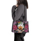 Candy skull long wallet, sugar skull girl travel bag, day of the dead shoulder bag, floral sugar skull bag with shoulder strap, floral sugar