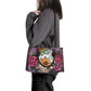 Candy skull long wallet, sugar skull girl travel bag, day of the dead shoulder bag, floral sugar skull bag with shoulder strap, floral sugar